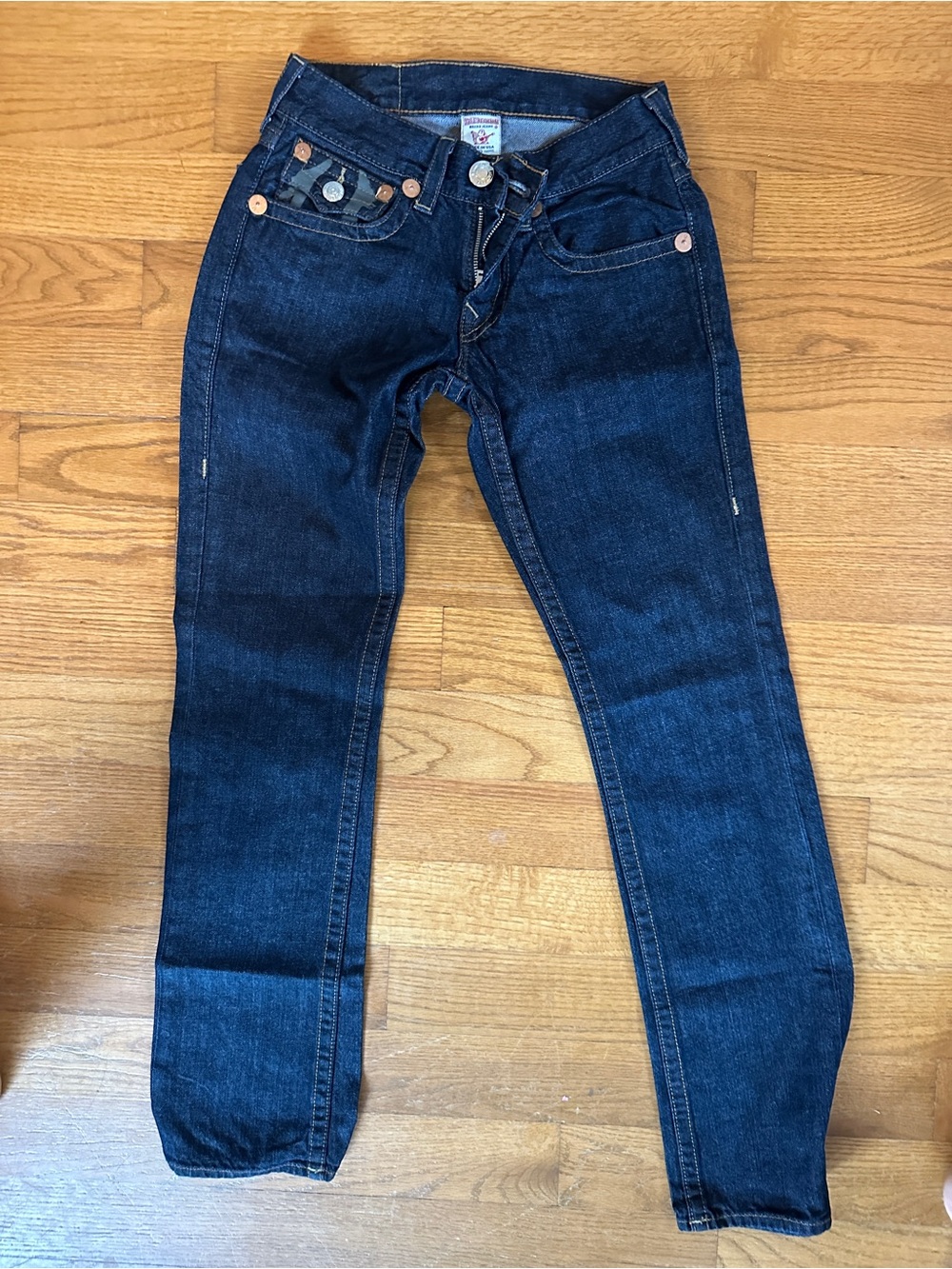 True Religion Women's Dark Indigo Lace-Up Skinny Jeans